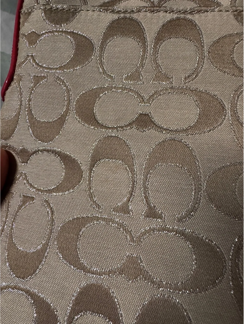 Coach Signature Jacquard Laptop Sleeve with Red/Pink Trim